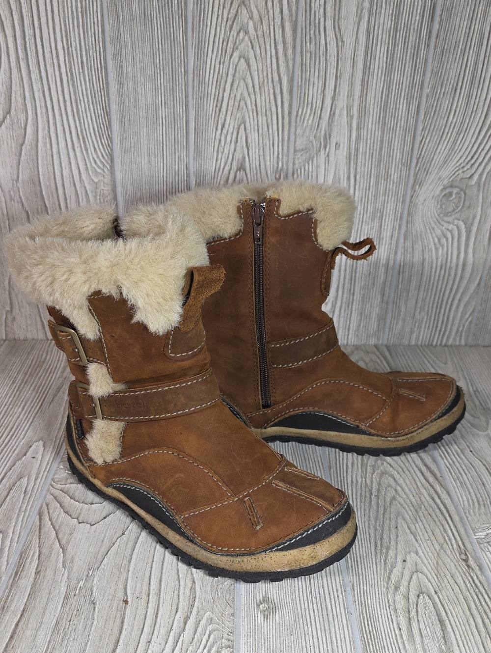 Merrell Taiga Buckle Waterproof Leather Boots Womens Size 7.5